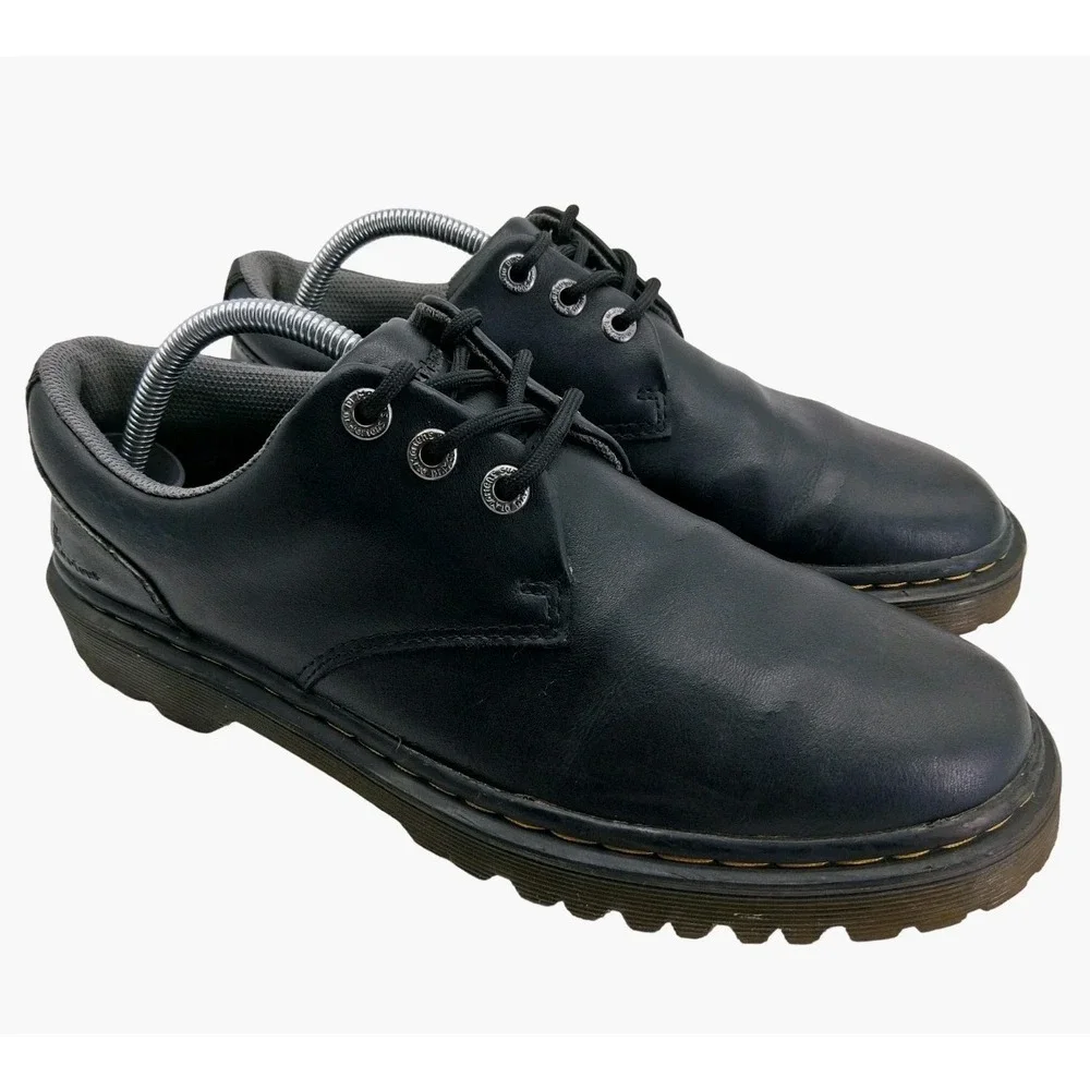 Dr Martens Kent Shoes Mens Size 9 Black Leather Lace Up Casual Lug Sole Oxford